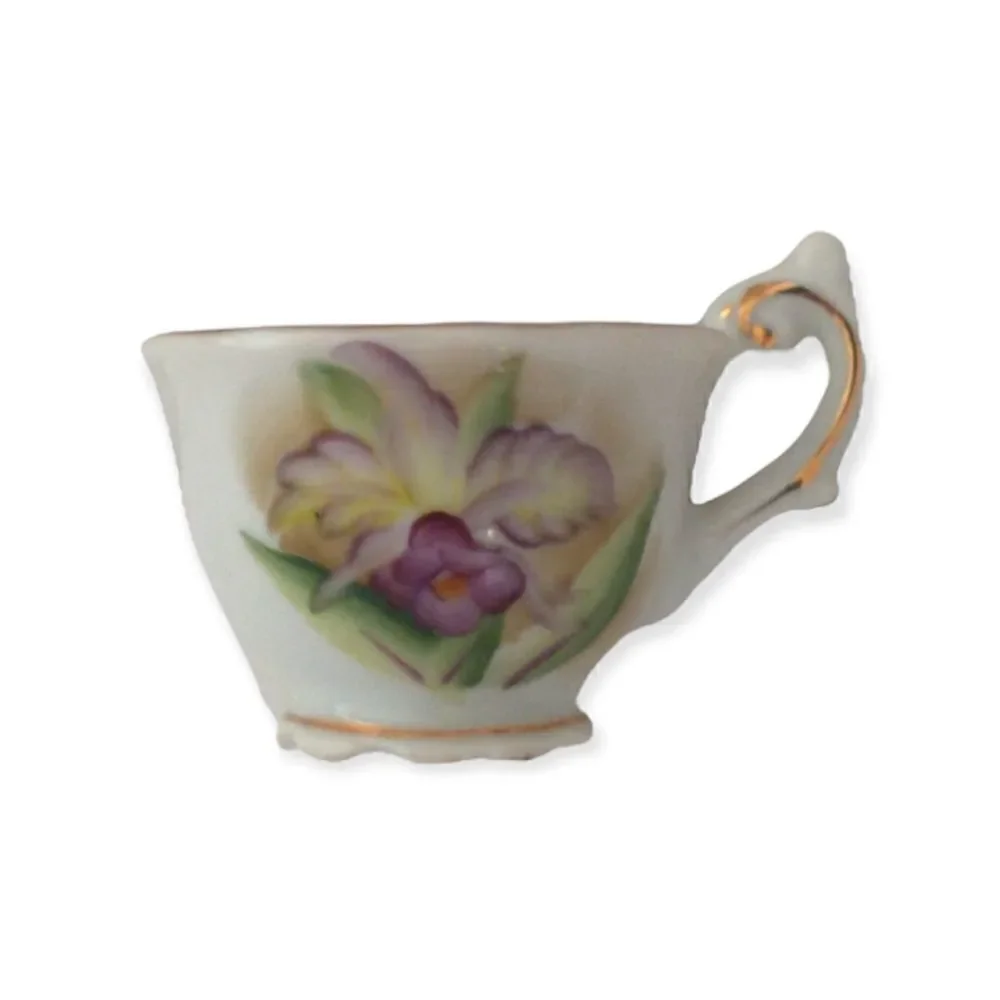 MINI Demitasse Floral Tea Cup Porcelain Air‎ Plants Succulents Violets Diorama